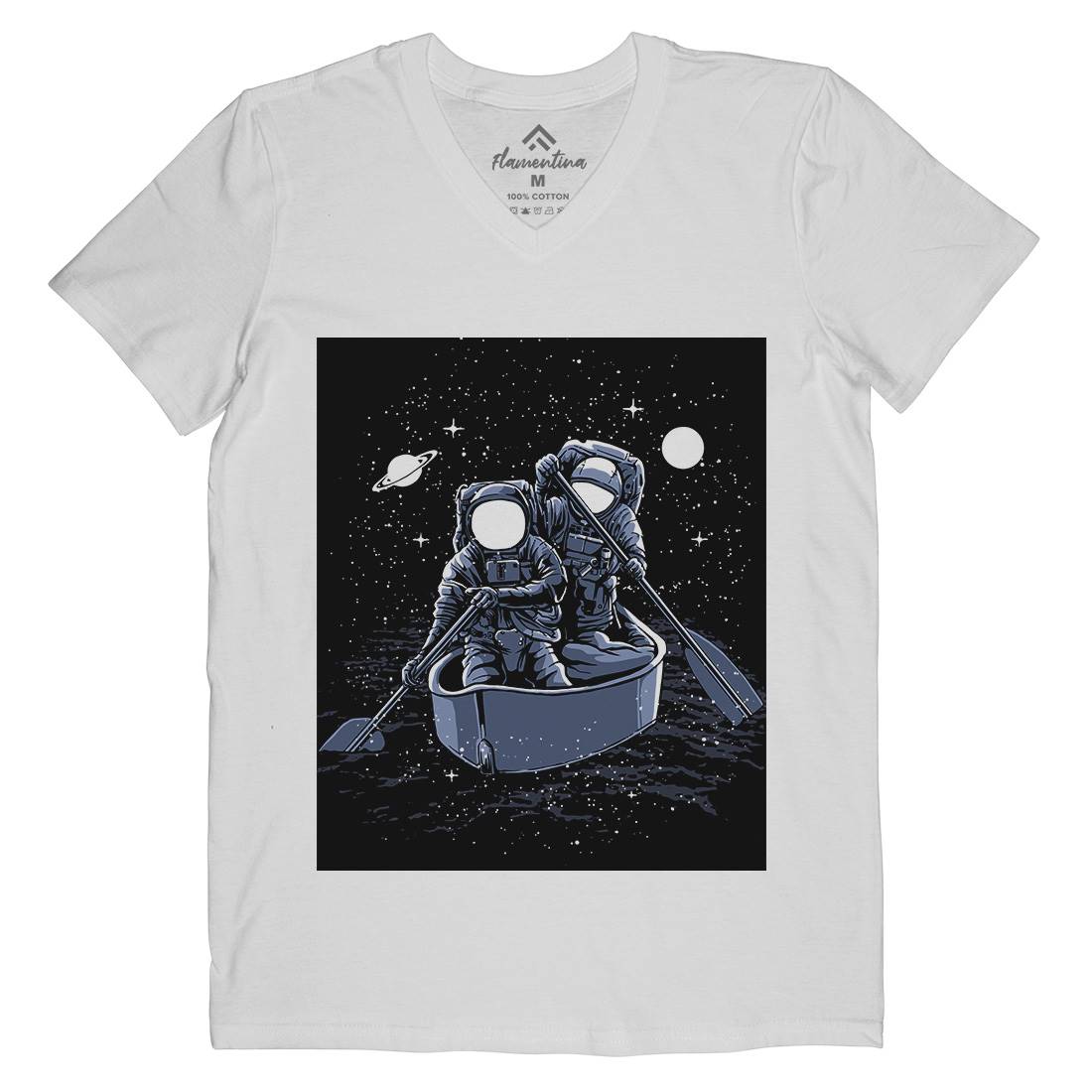 Across The Galaxy Mens Organic V-Neck T-Shirt Space A501