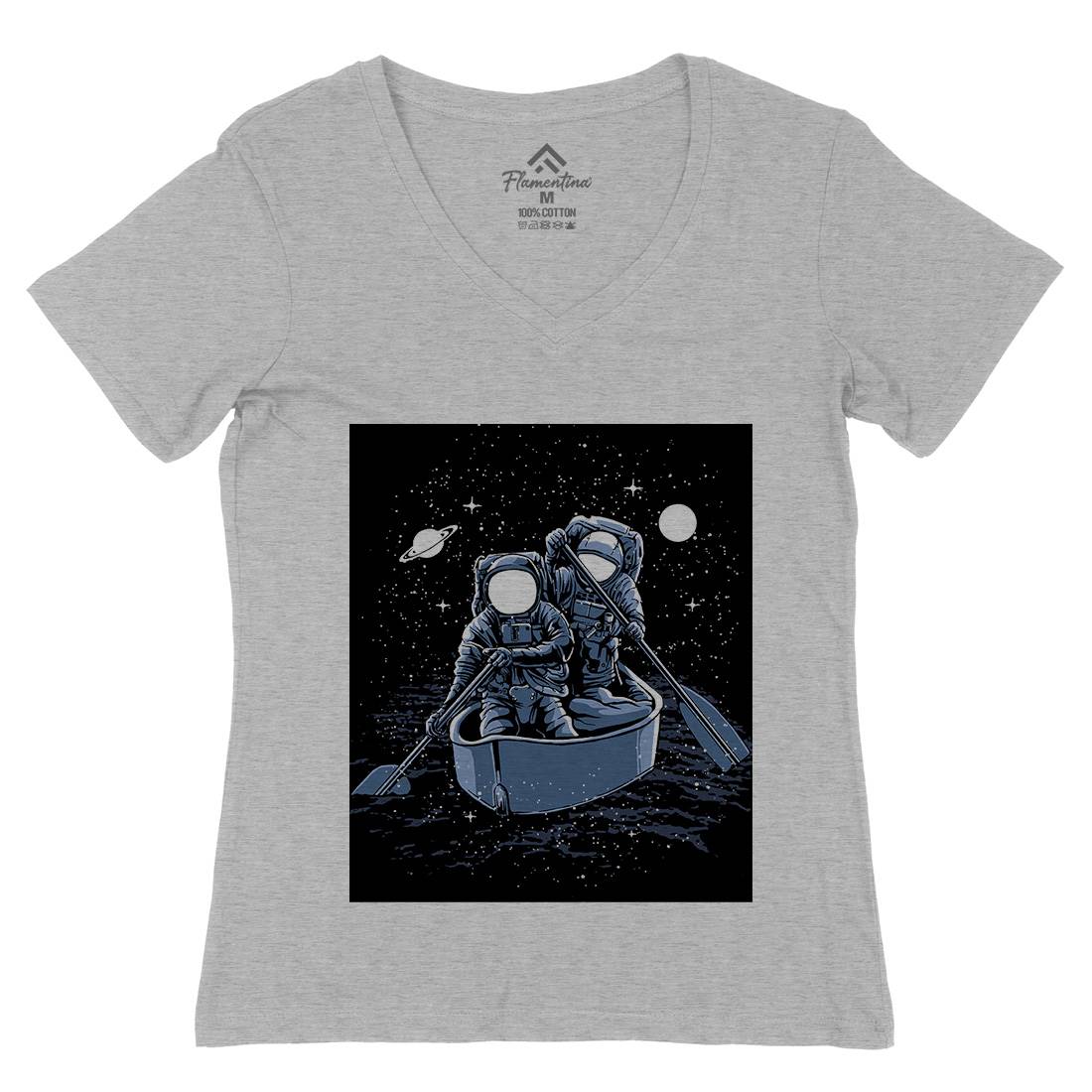 Across The Galaxy Womens Organic V-Neck T-Shirt Space A501