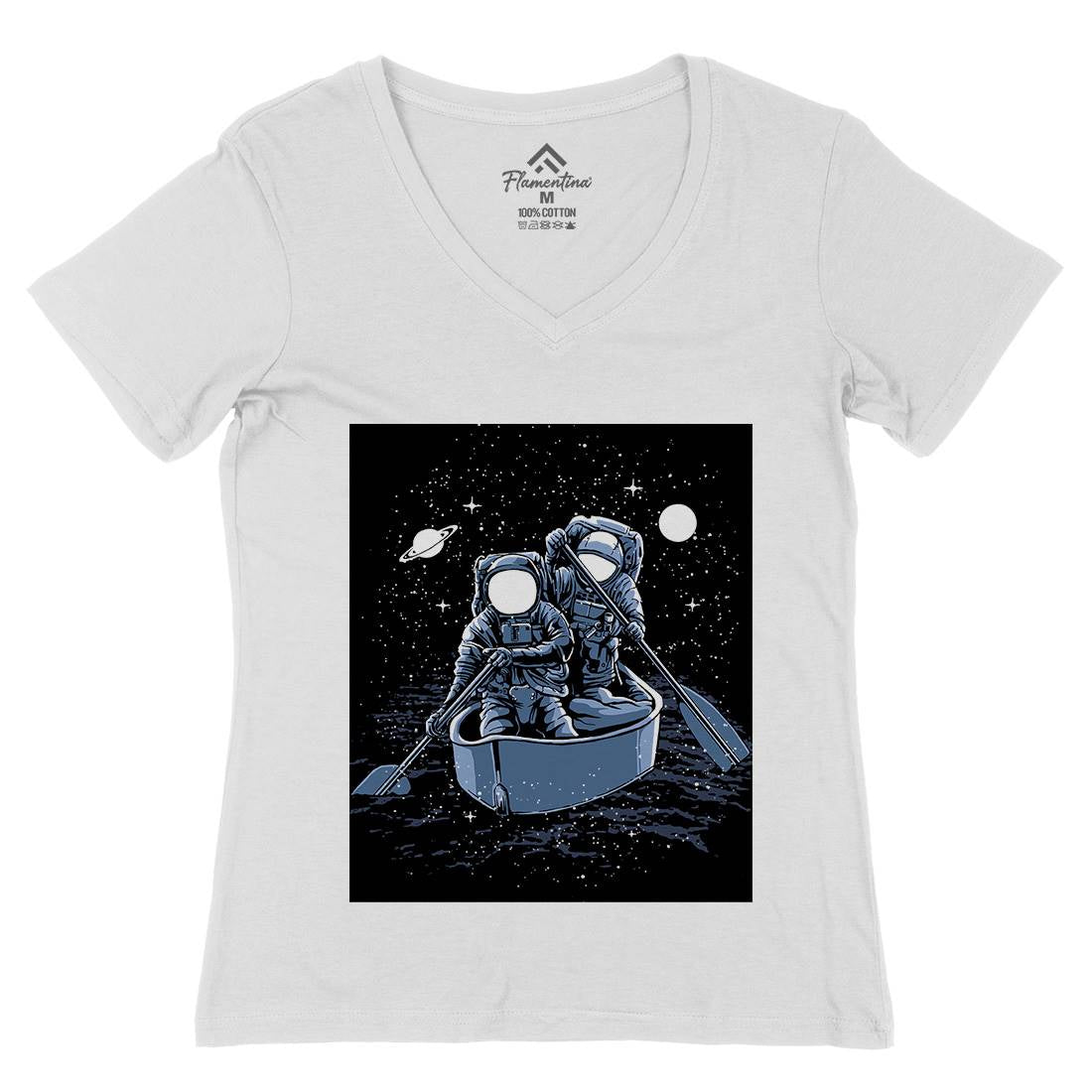 Across The Galaxy Womens Organic V-Neck T-Shirt Space A501