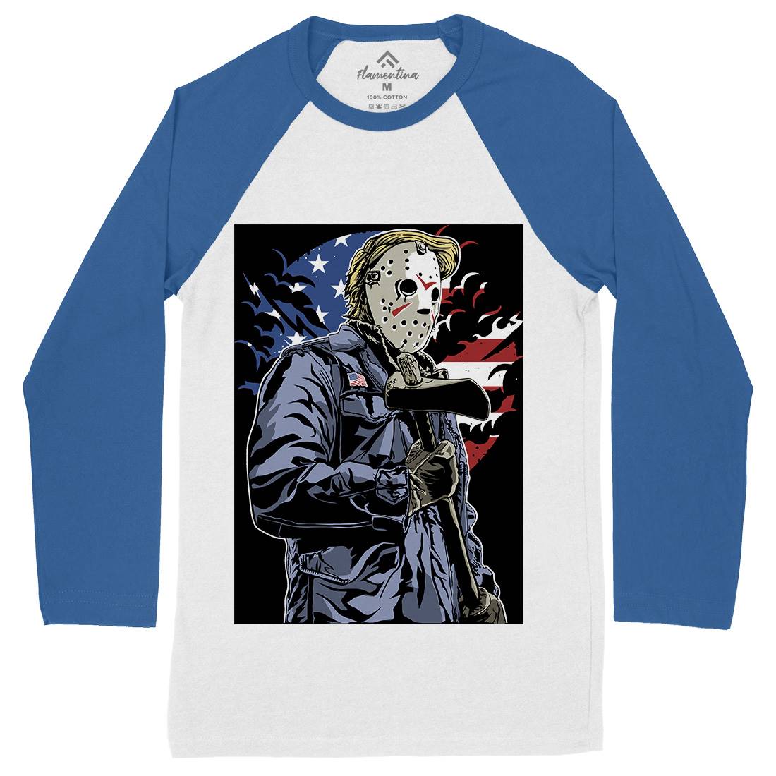 American Killer Mens Long Sleeve Baseball T-Shirt Horror A502