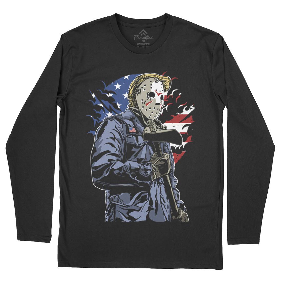 American Killer Mens Long Sleeve T-Shirt Horror A502