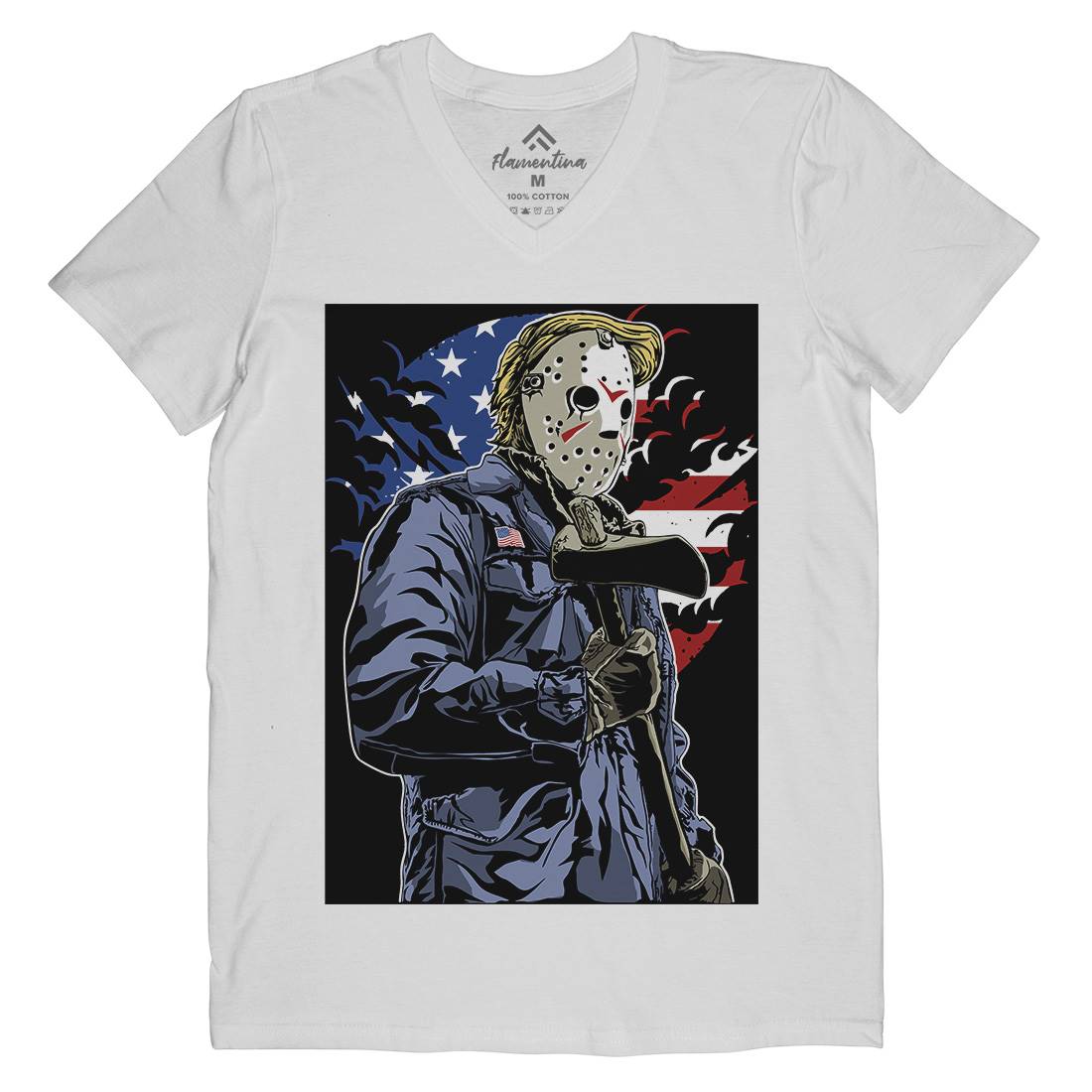American Killer Mens Organic V-Neck T-Shirt Horror A502