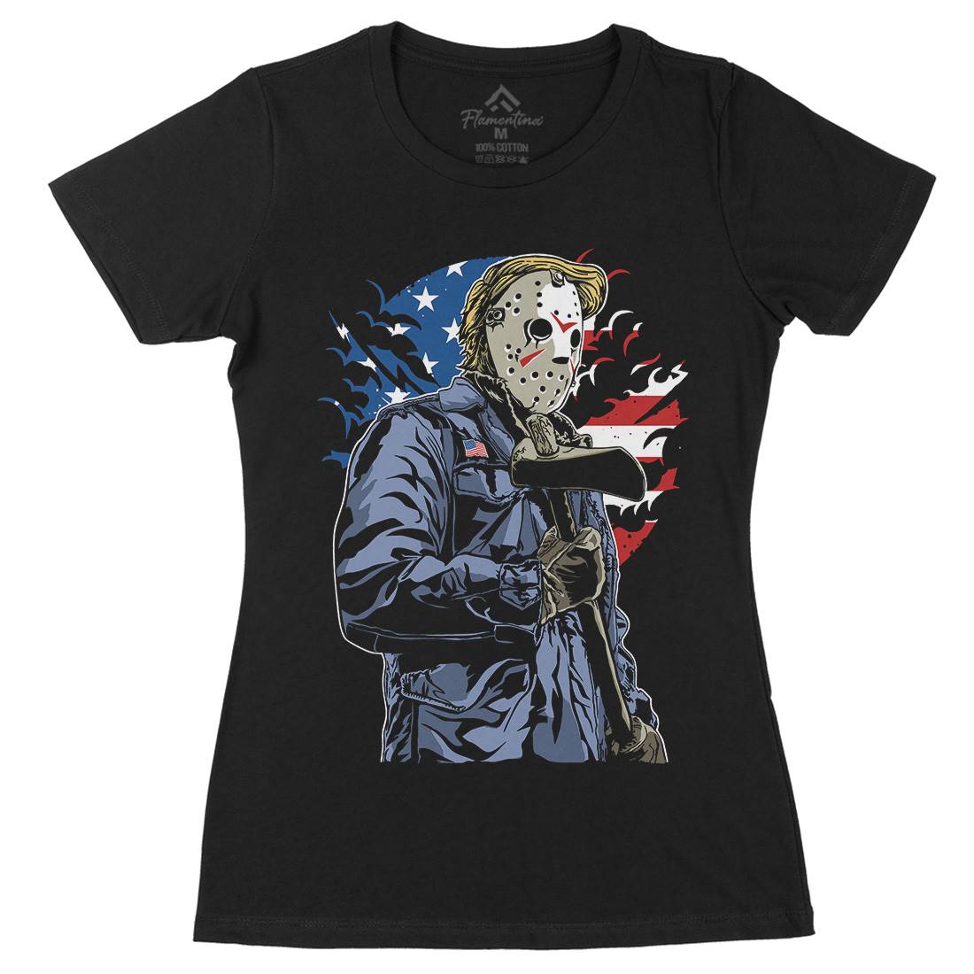 American Killer Womens Organic Crew Neck T-Shirt Horror A502