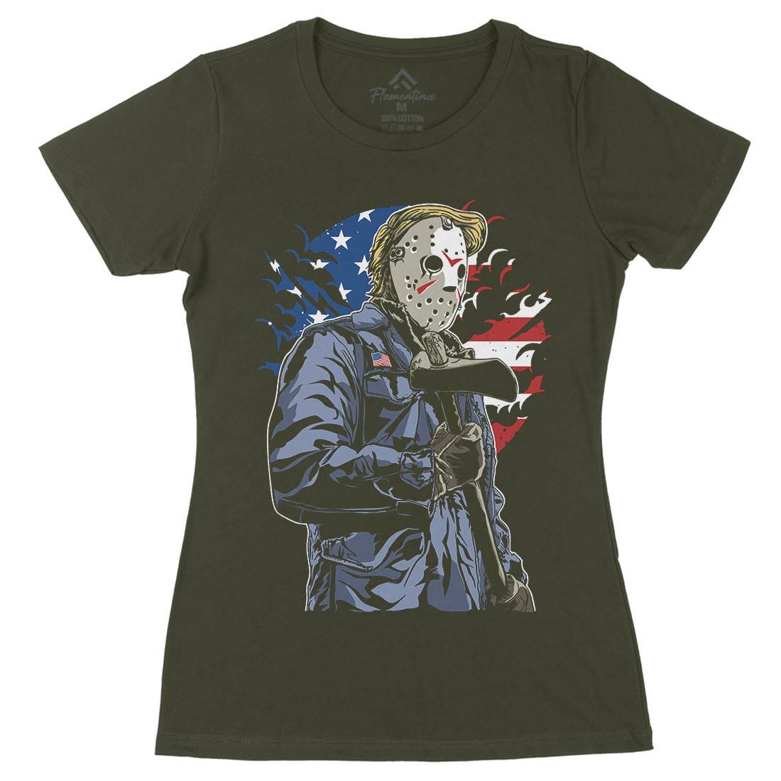 American Killer Womens Organic Crew Neck T-Shirt Horror A502