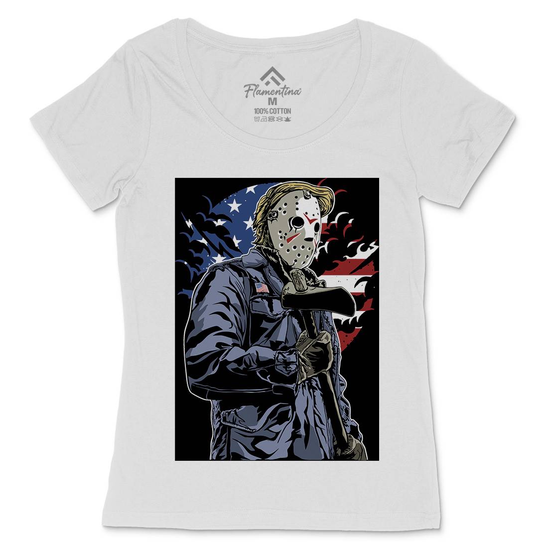 American Killer Womens Scoop Neck T-Shirt Horror A502