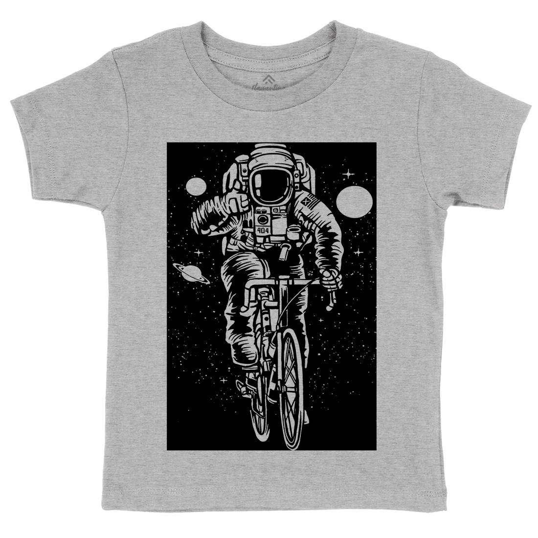 Astronaut Bicycle Kids Organic Crew Neck T-Shirt Space A503