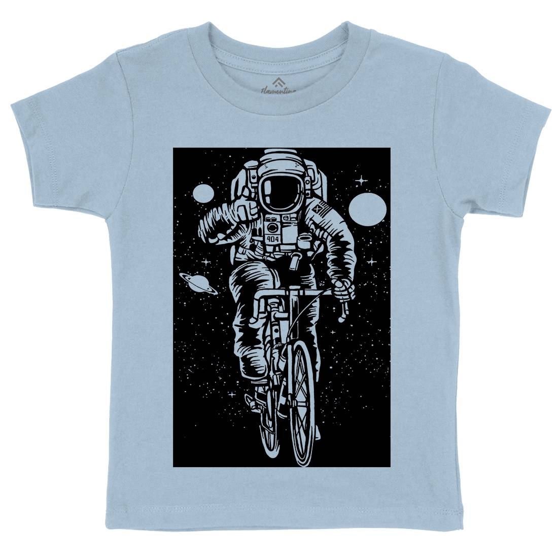 Astronaut Bicycle Kids Organic Crew Neck T-Shirt Space A503