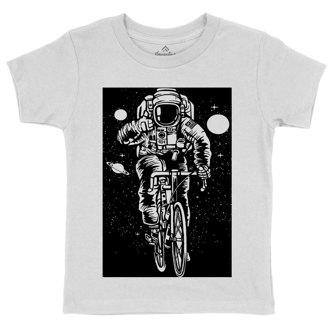 Astronaut Bicycle Kids Crew Neck T-Shirt Space A503