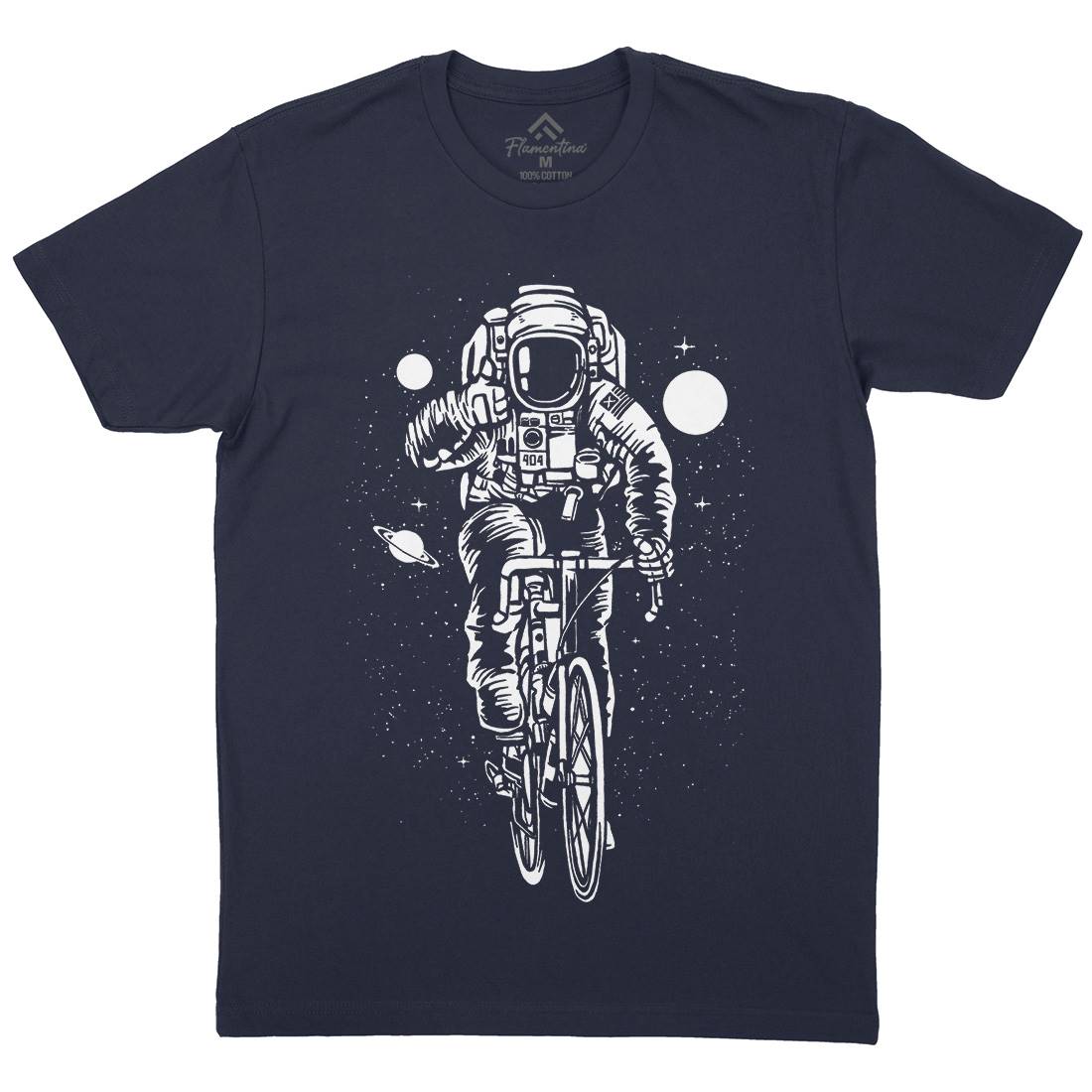 Astronaut Bicycle Mens Crew Neck T-Shirt Space A503