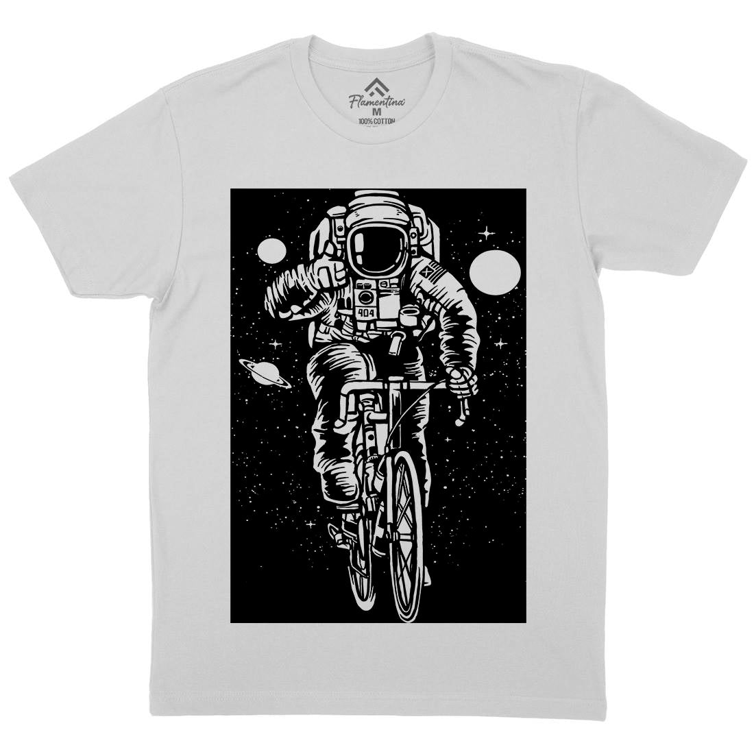 Astronaut Bicycle Mens Crew Neck T-Shirt Space A503