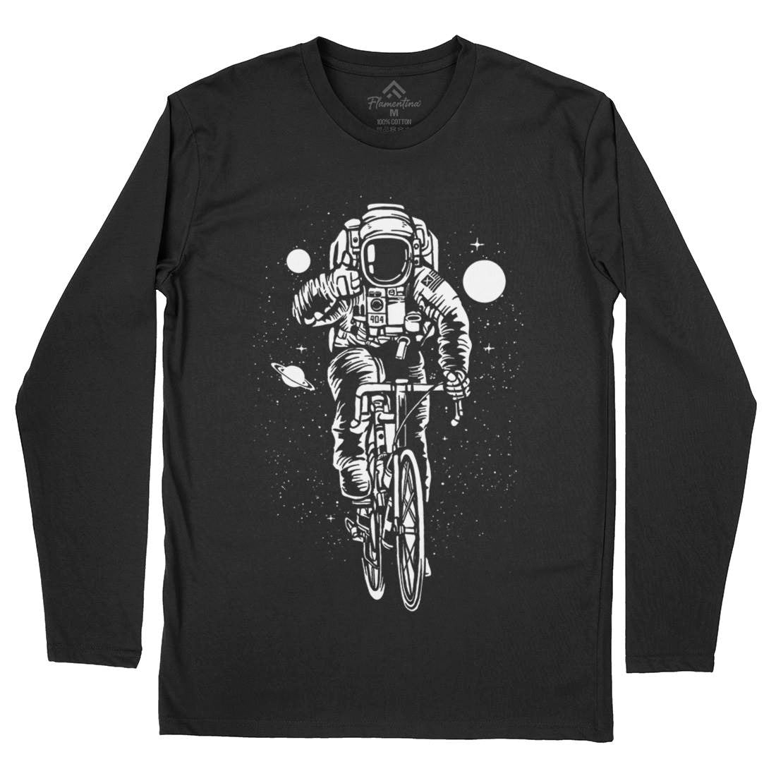 Astronaut Bicycle Mens Long Sleeve T-Shirt Space A503