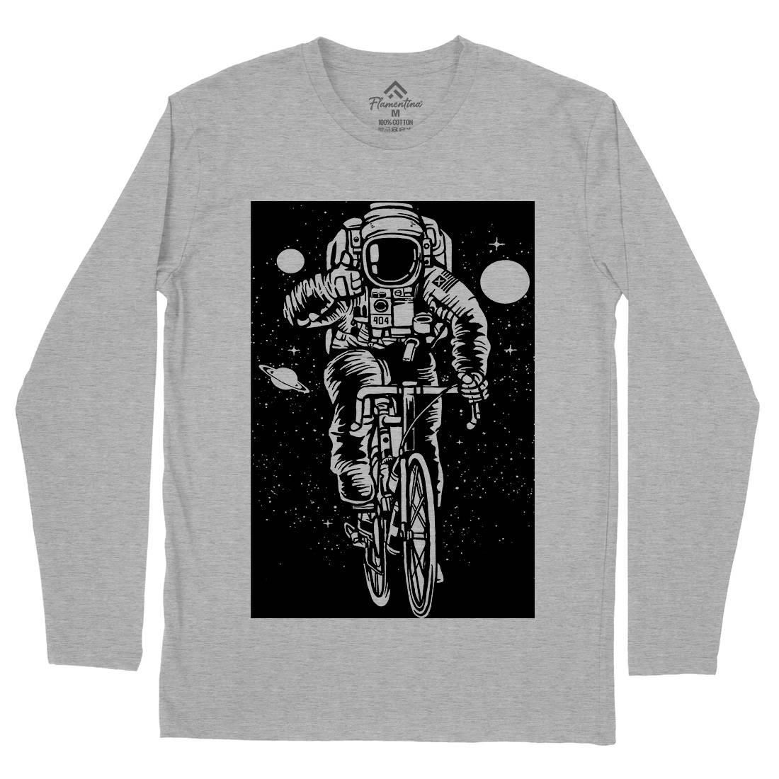Astronaut Bicycle Mens Long Sleeve T-Shirt Space A503