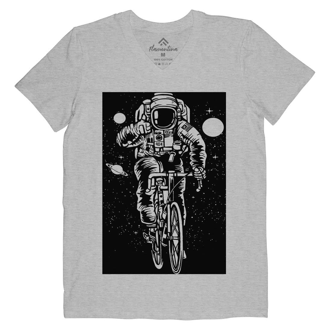 Astronaut Bicycle Mens V-Neck T-Shirt Space A503