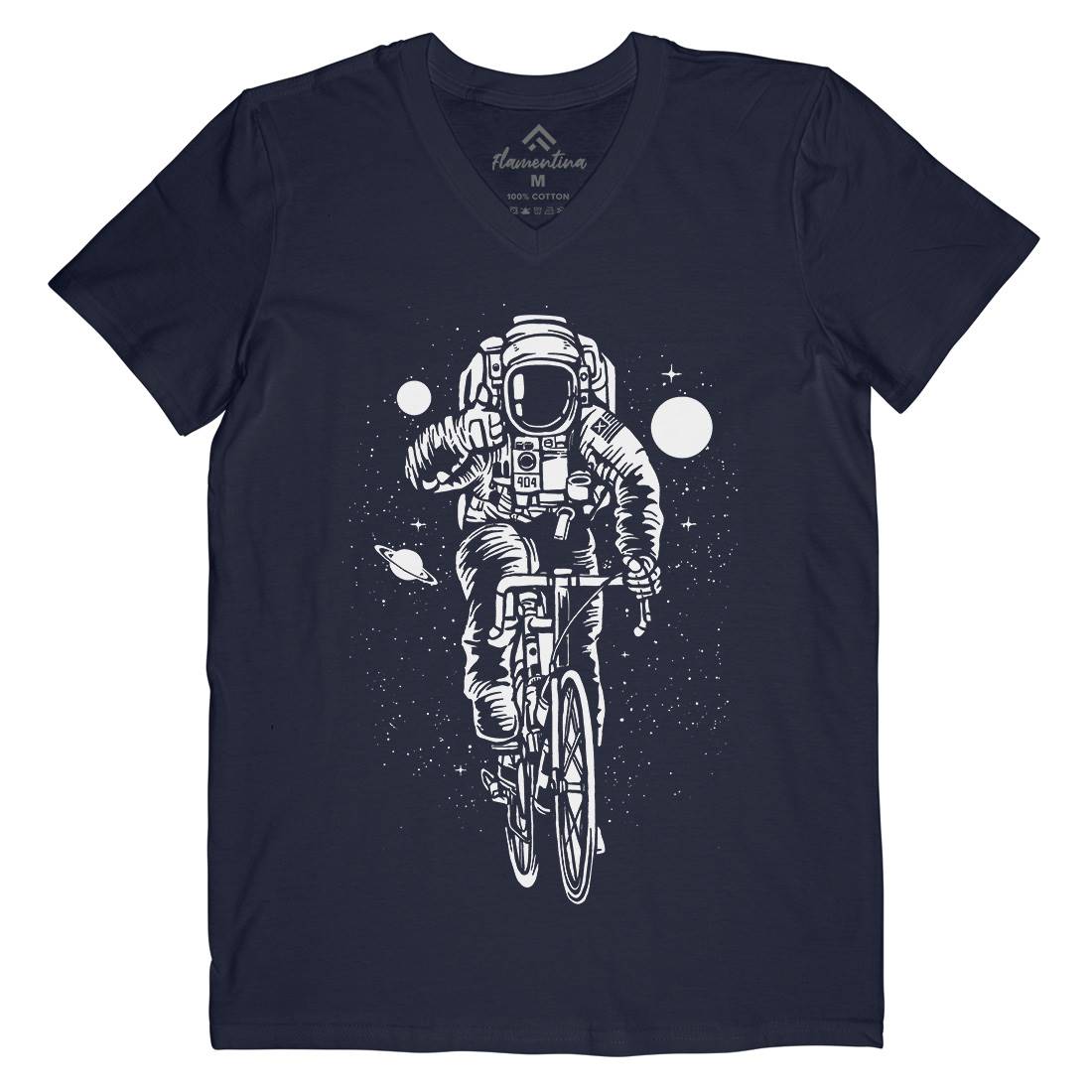 Astronaut Bicycle Mens V-Neck T-Shirt Space A503
