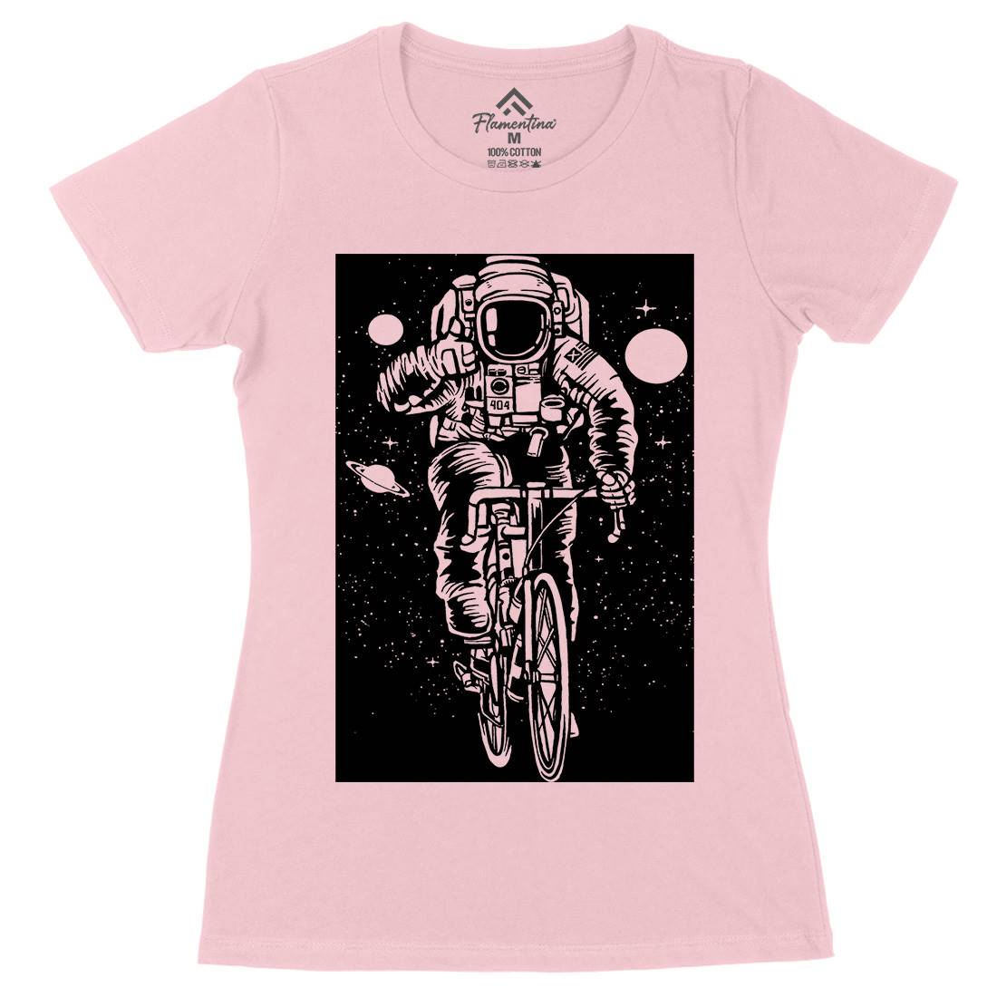 Astronaut Bicycle Womens Organic Crew Neck T-Shirt Space A503