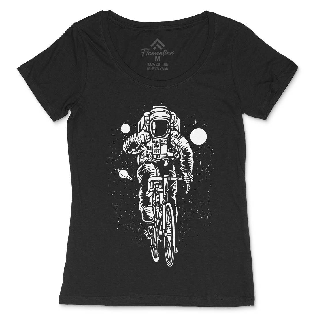 Astronaut Bicycle Womens Scoop Neck T-Shirt Space A503