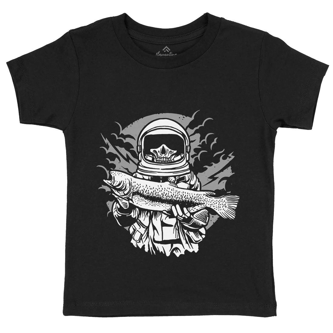 Astronaut Fishing Kids Crew Neck T-Shirt Space A504