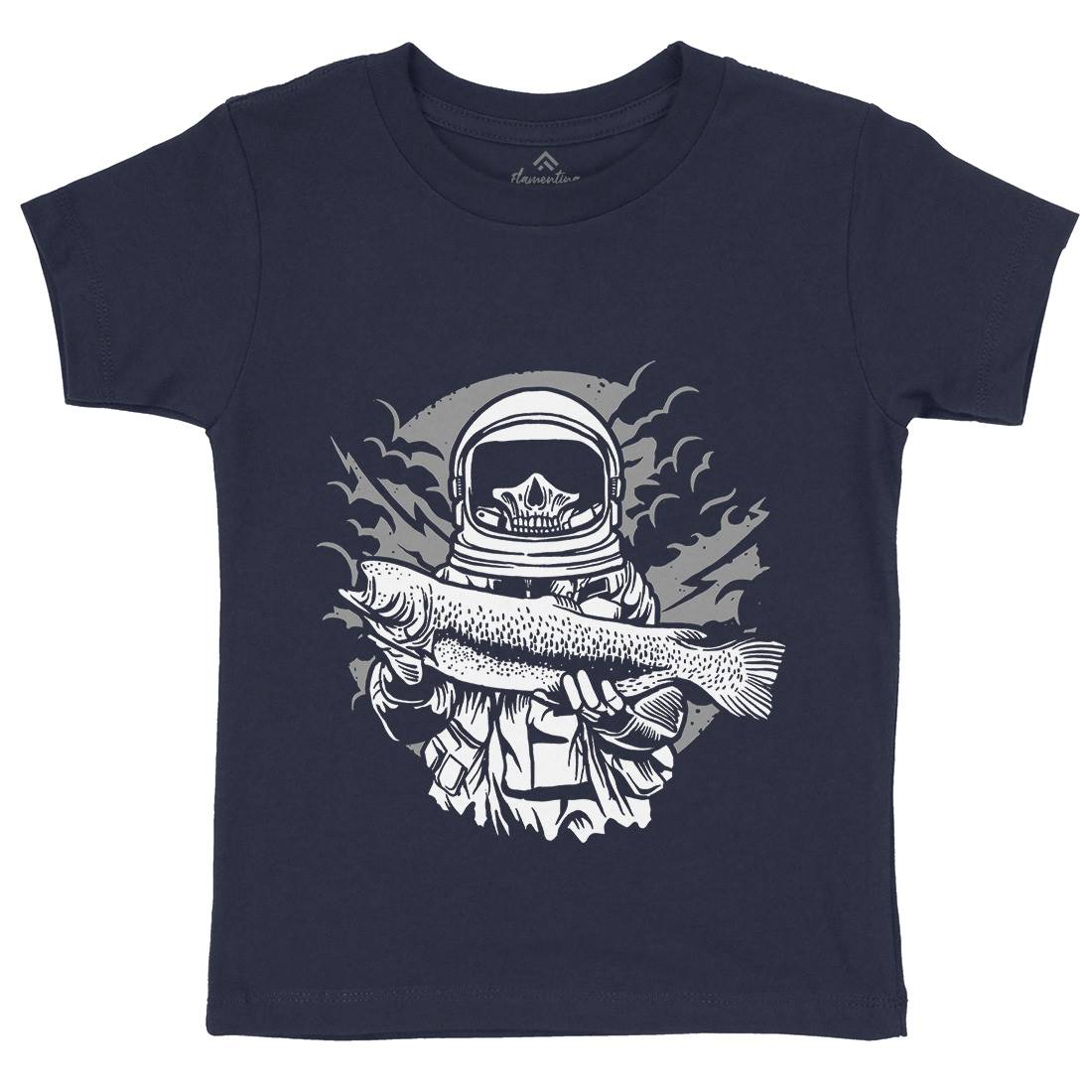 Astronaut Fishing Kids Organic Crew Neck T-Shirt Space A504