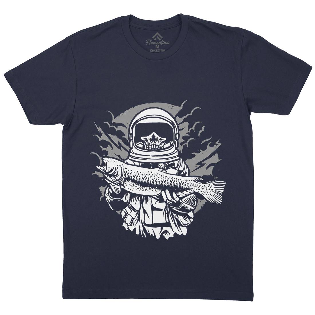 Astronaut Fishing Mens Crew Neck T-Shirt Space A504