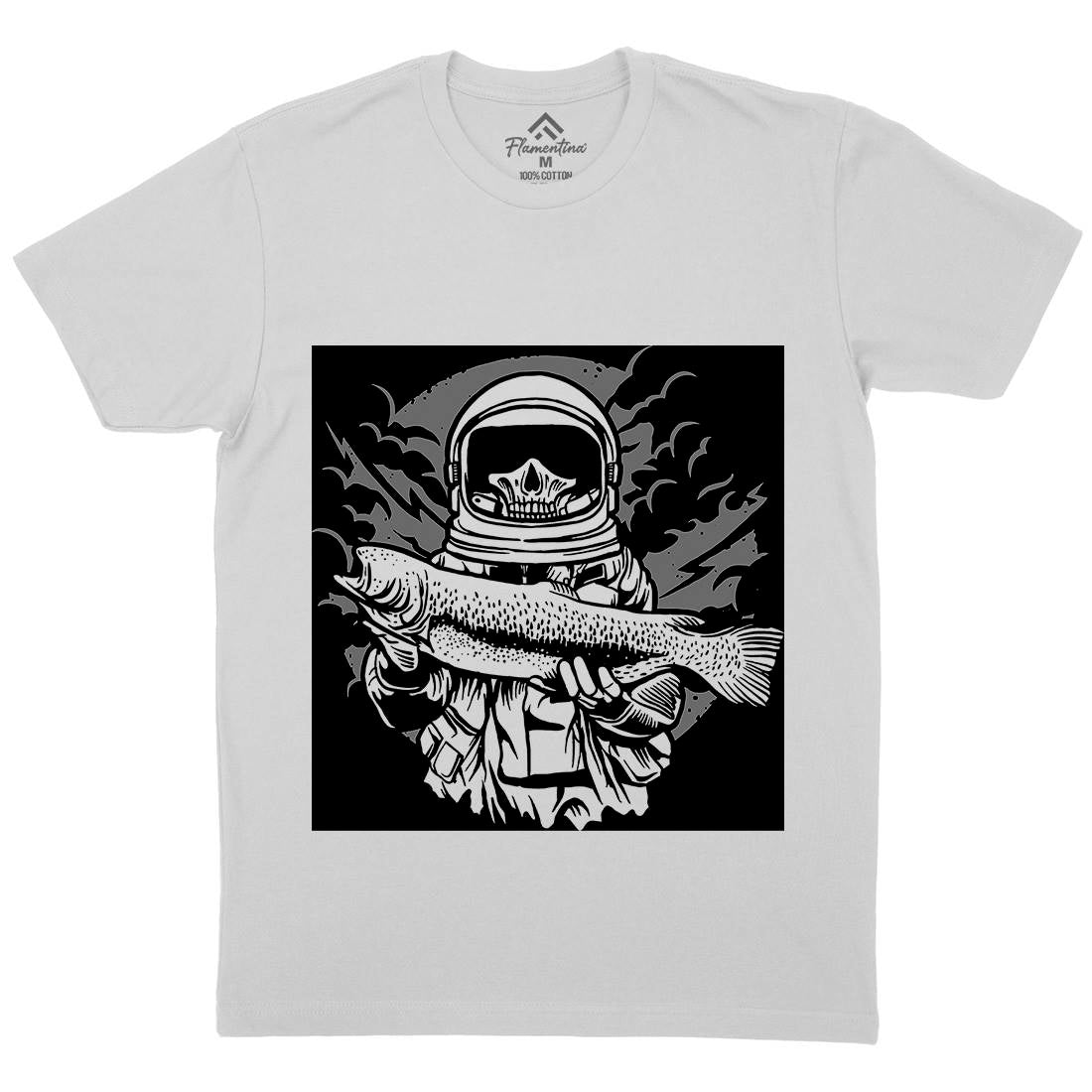 Astronaut Fishing Mens Crew Neck T-Shirt Space A504