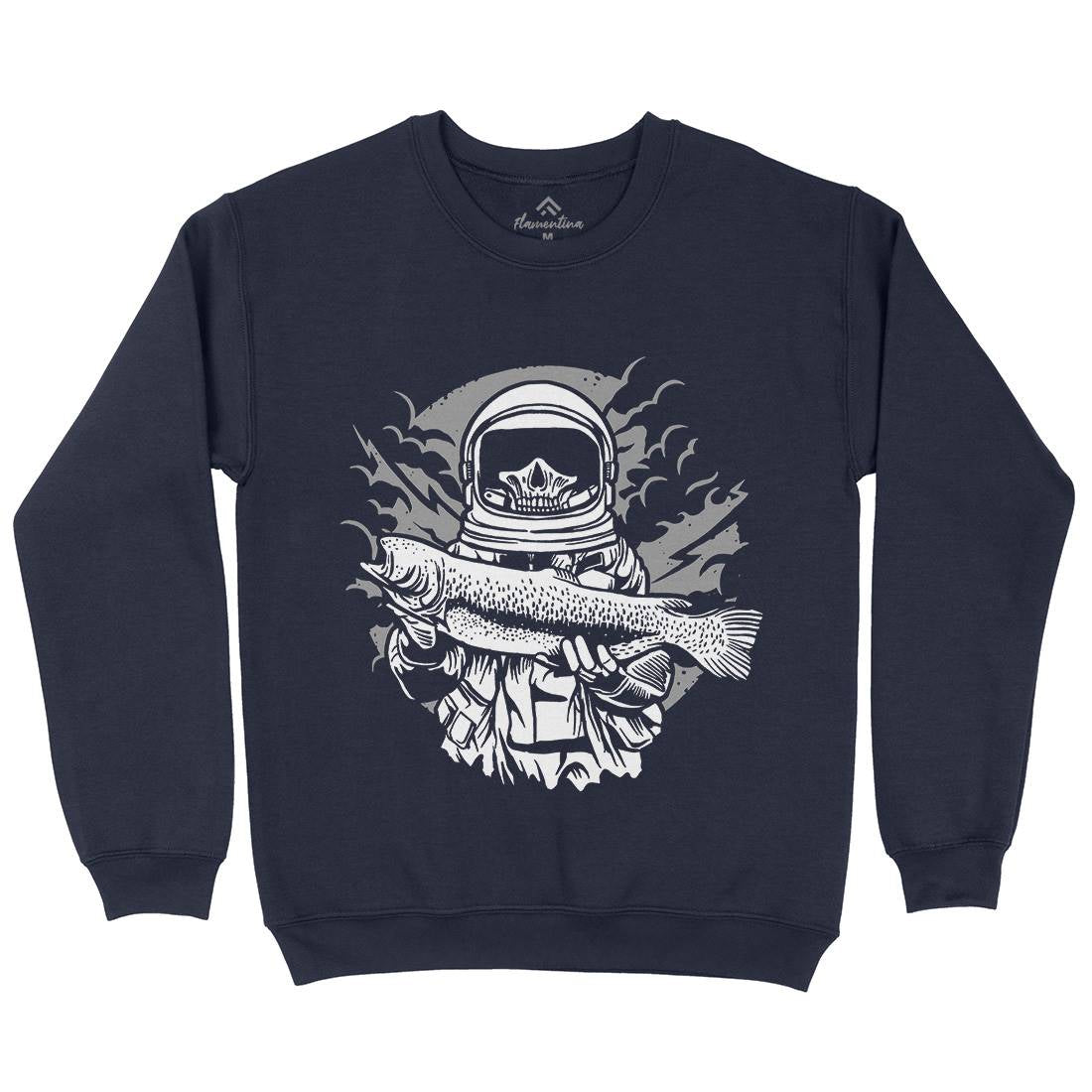 Astronaut Fishing Kids Crew Neck Sweatshirt Space A504