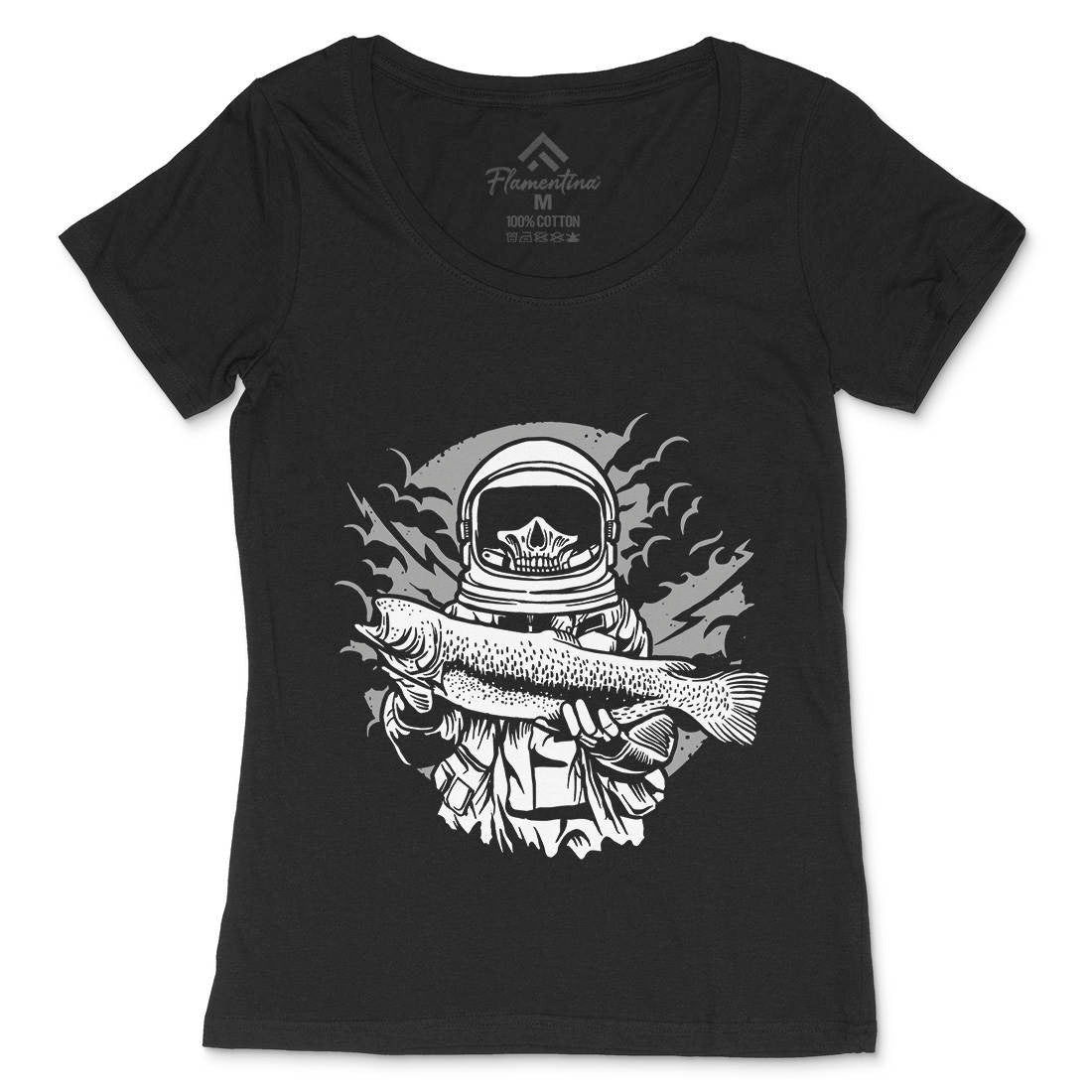 Astronaut Fishing Womens Scoop Neck T-Shirt Space A504