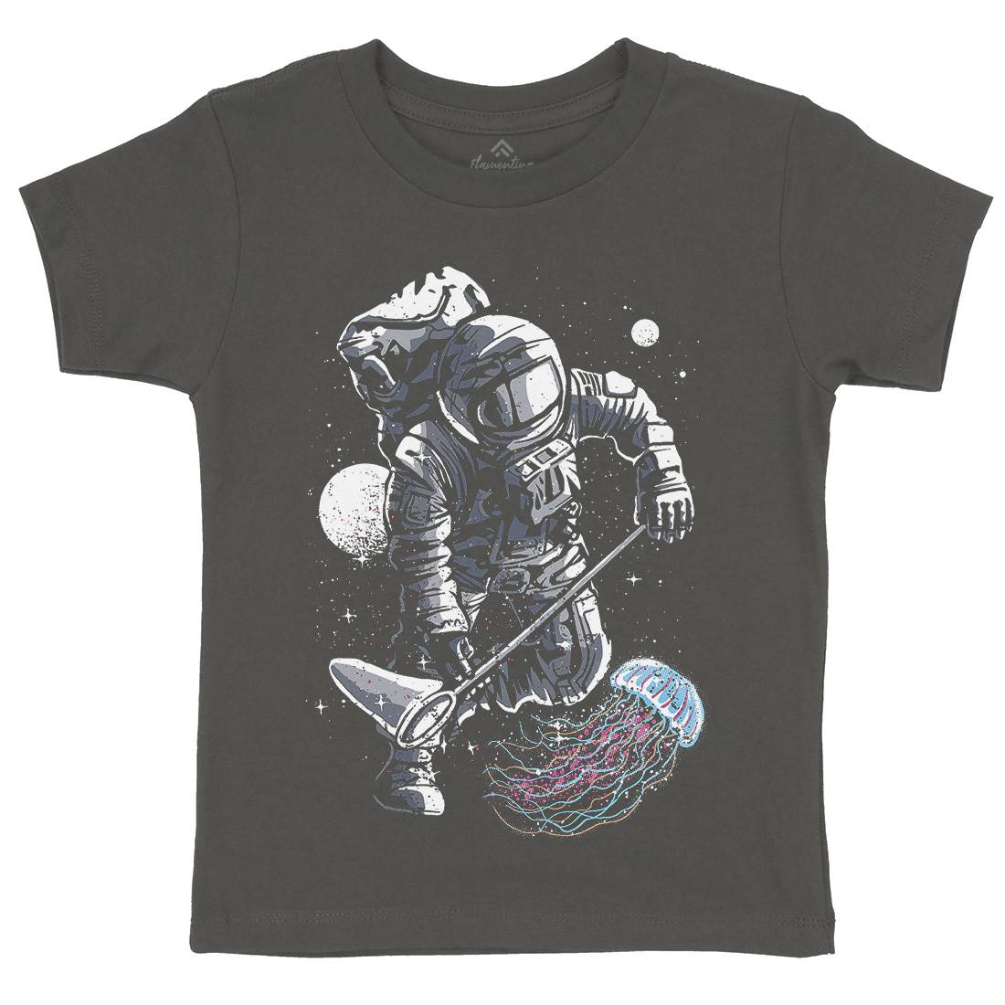 Astronaut Jellyfish Kids Crew Neck T-Shirt Space A505