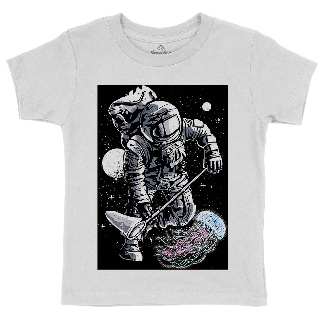 Astronaut Jellyfish Kids Organic Crew Neck T-Shirt Space A505