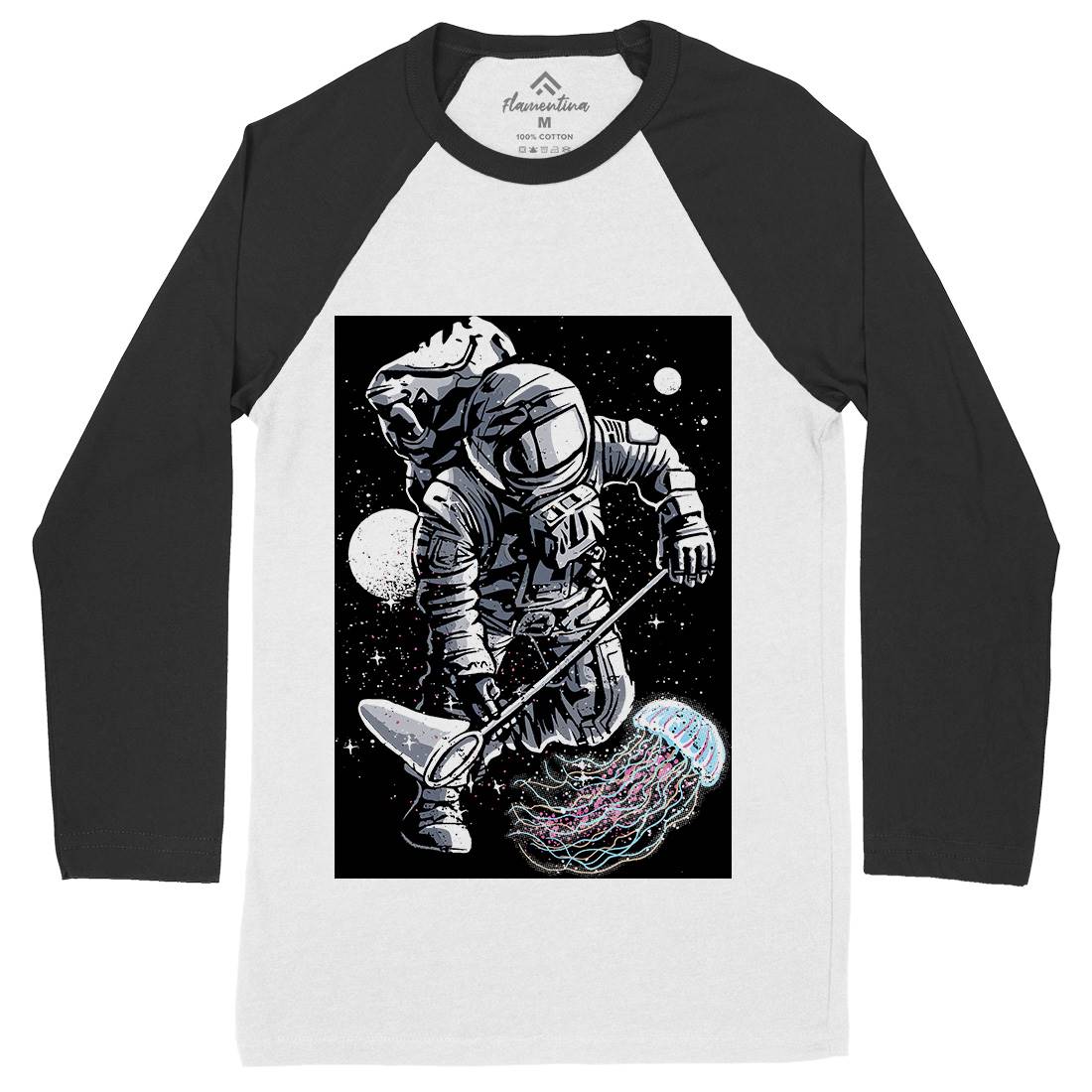 Astronaut Jellyfish Mens Long Sleeve Baseball T-Shirt Space A505