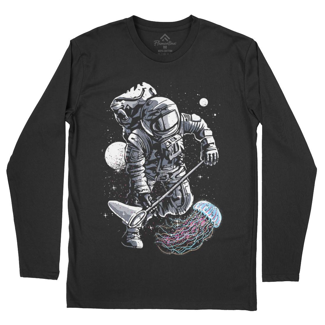 Astronaut Jellyfish Mens Long Sleeve T-Shirt Space A505