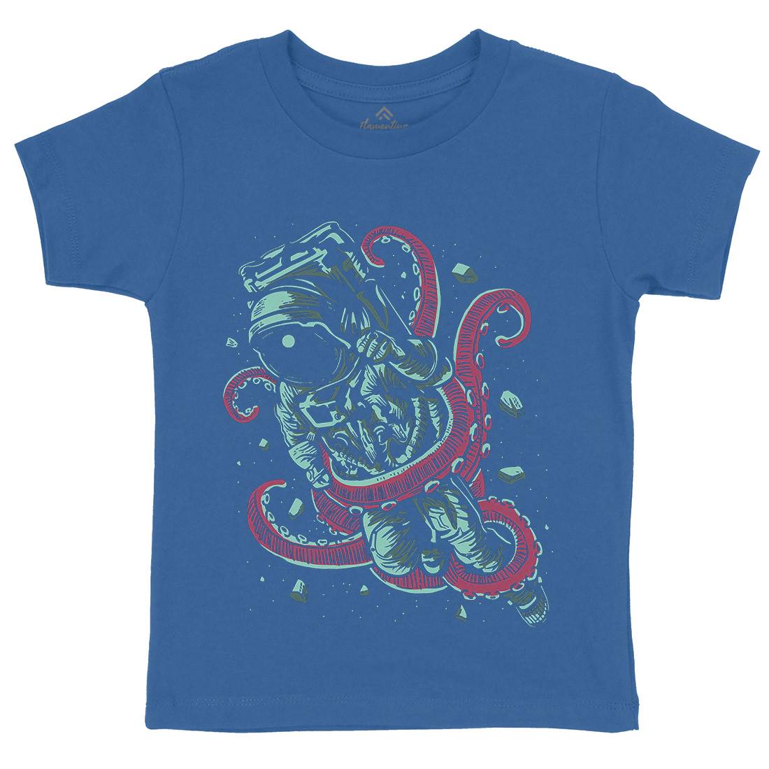 Astronaut Octopus Kids Crew Neck T-Shirt Space A506