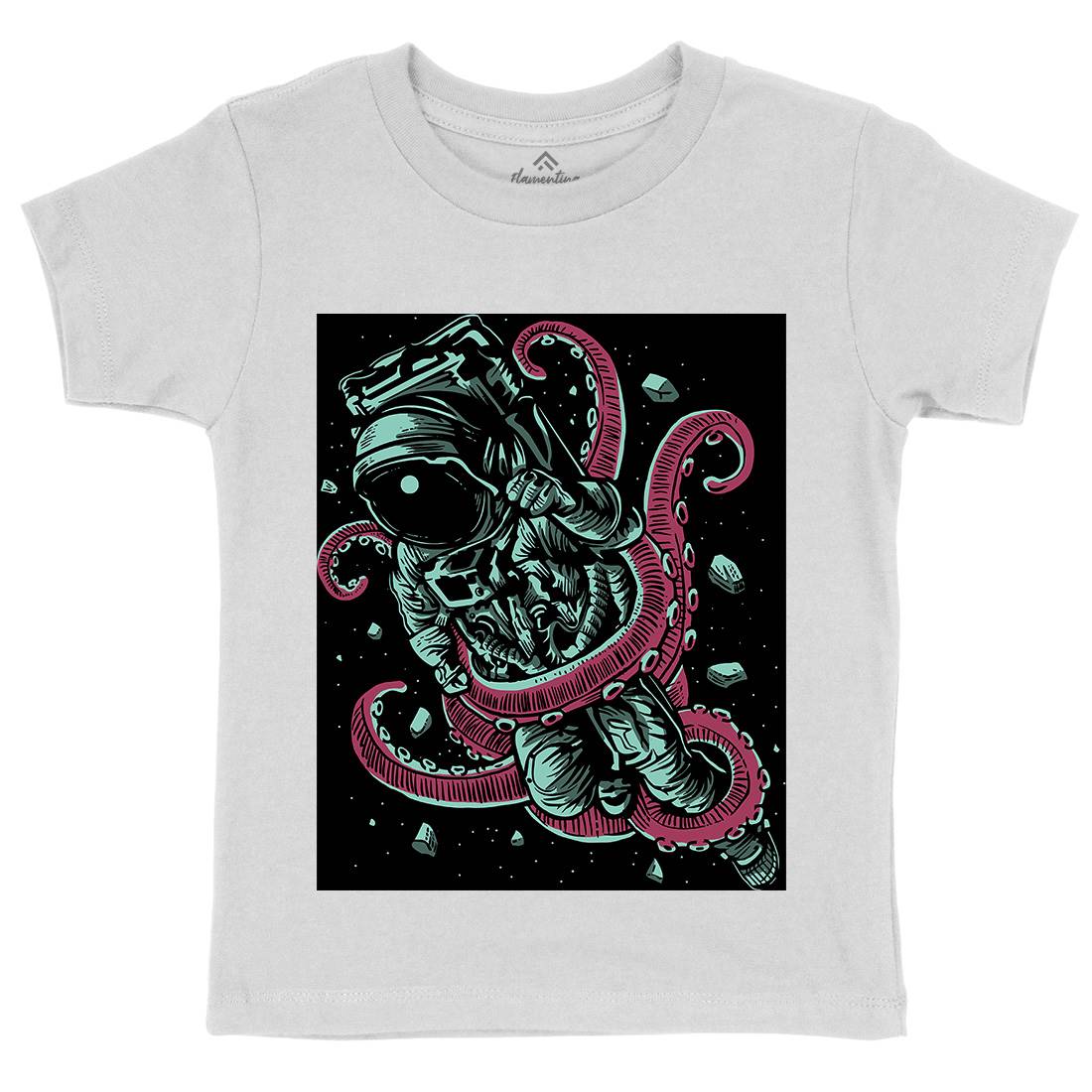 Astronaut Octopus Kids Crew Neck T-Shirt Space A506