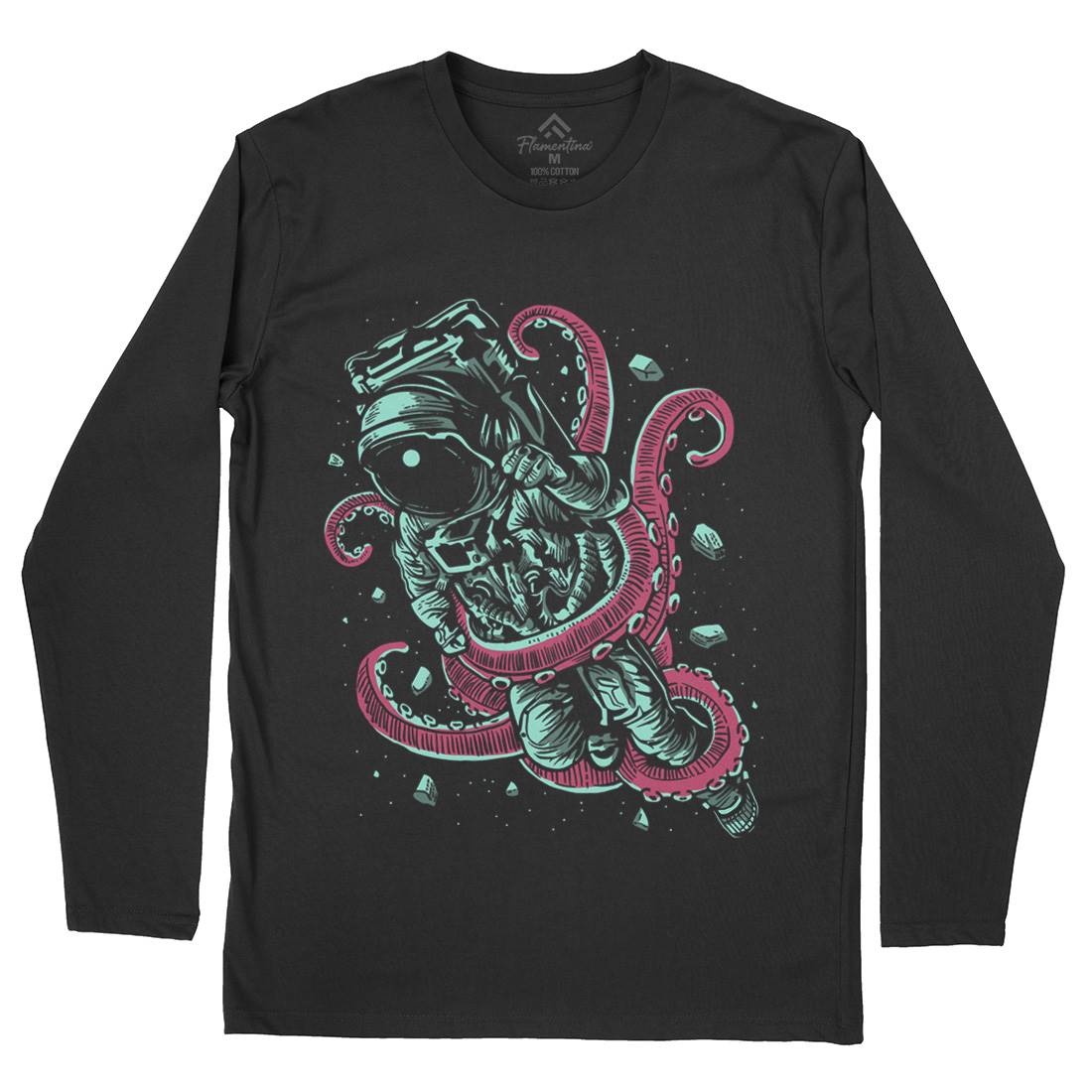 Astronaut Octopus Mens Long Sleeve T-Shirt Space A506