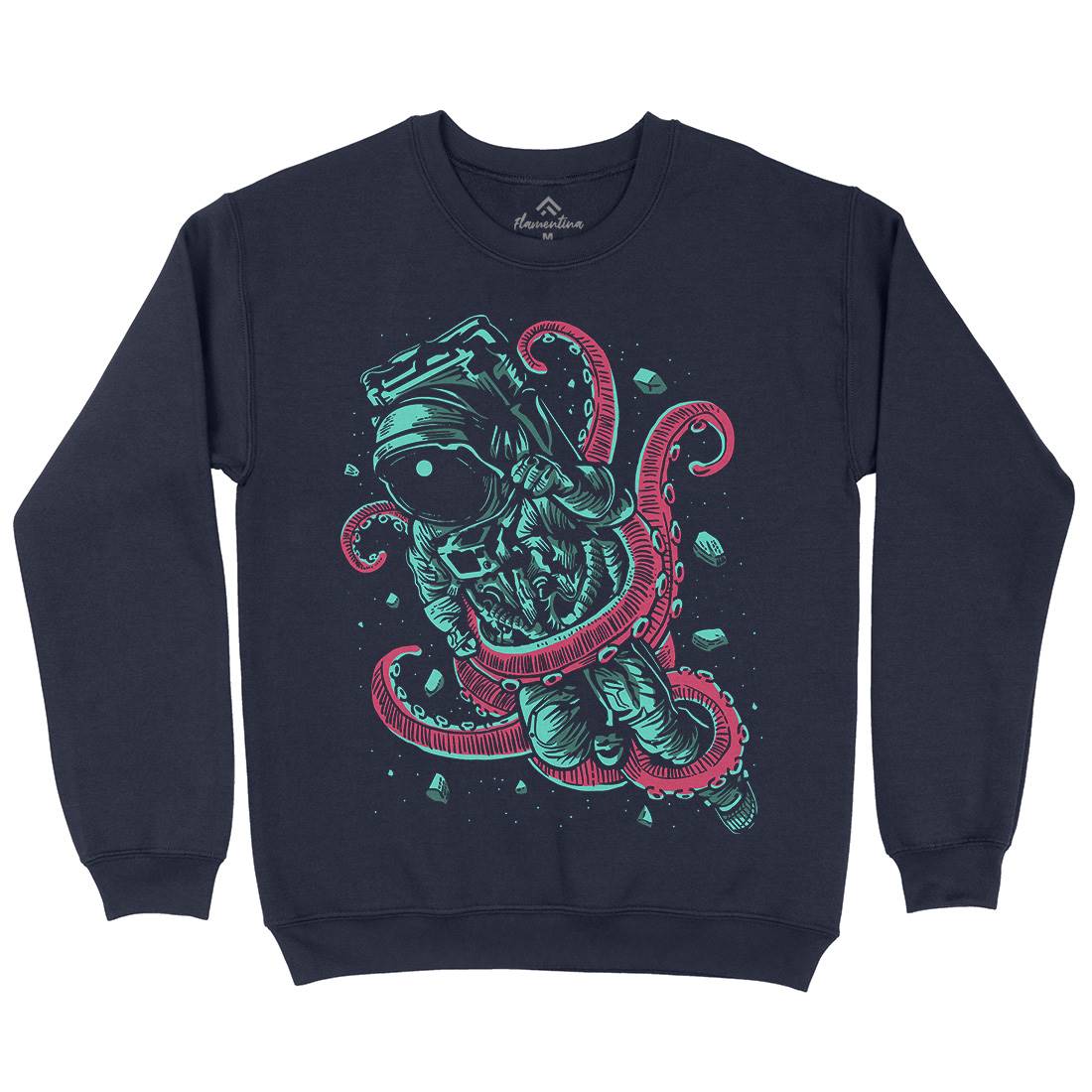 Astronaut Octopus Mens Crew Neck Sweatshirt Space A506