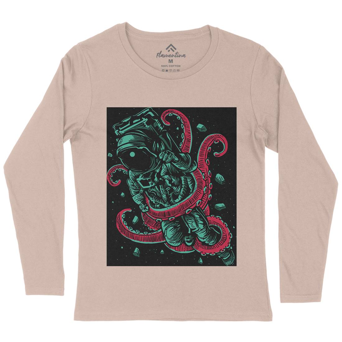 Astronaut Octopus Womens Long Sleeve T-Shirt Space A506