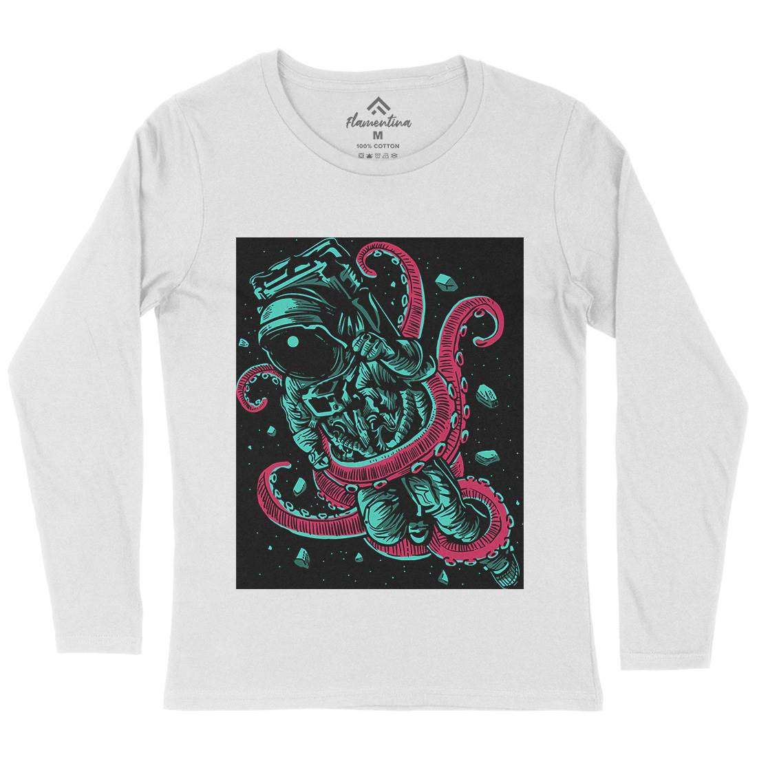 Astronaut Octopus Womens Long Sleeve T-Shirt Space A506