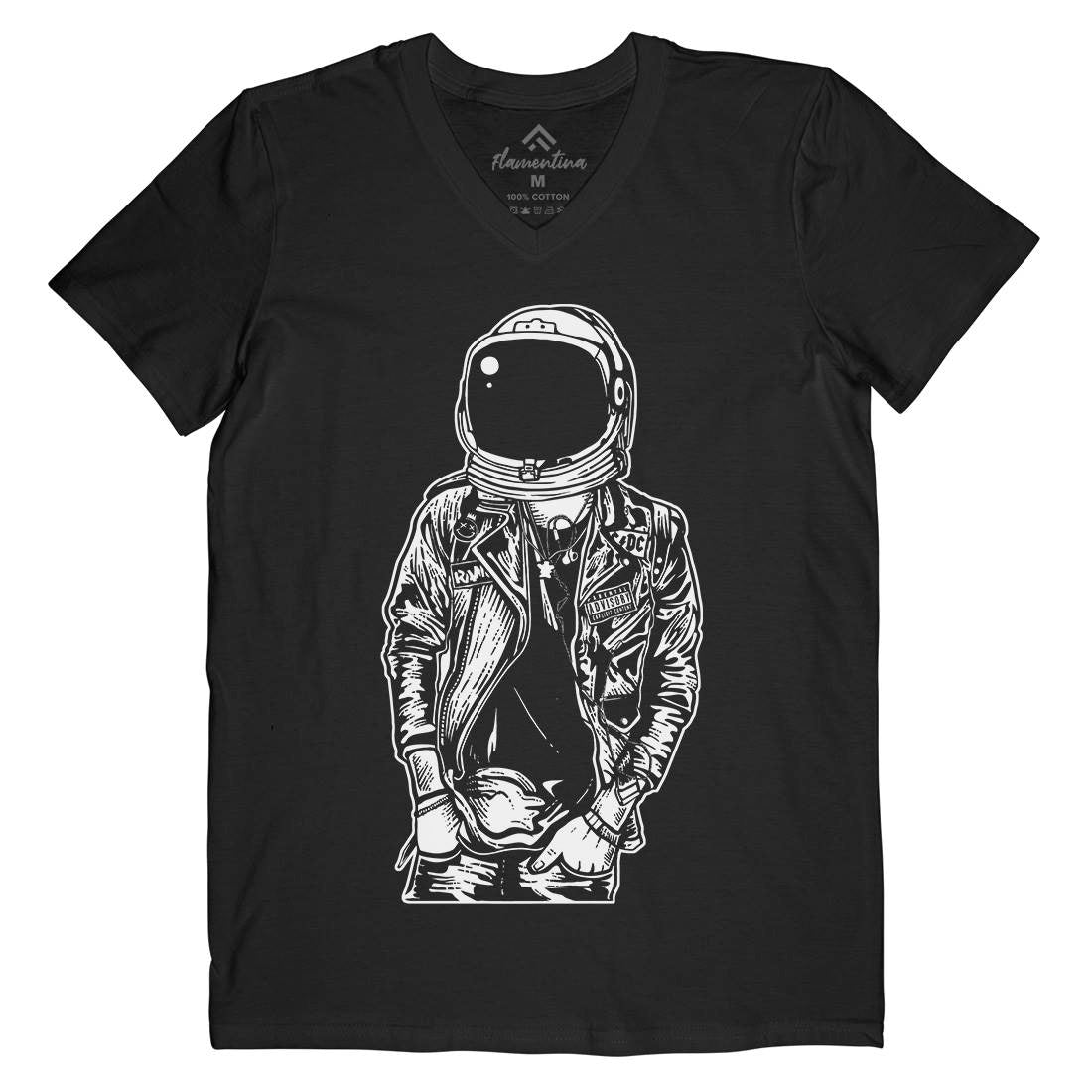 Astronaut Punkster Mens V-Neck T-Shirt Space A507
