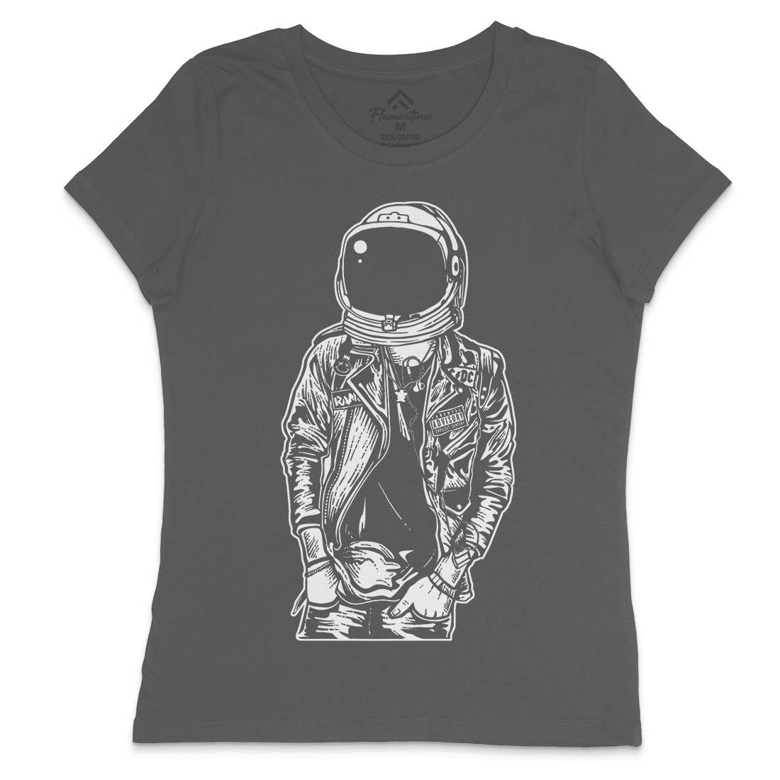 Astronaut Punkster Womens Crew Neck T-Shirt Space A507