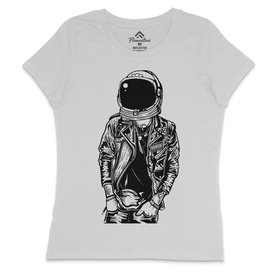 Astronaut Punkster Womens Crew Neck T-Shirt Space A507