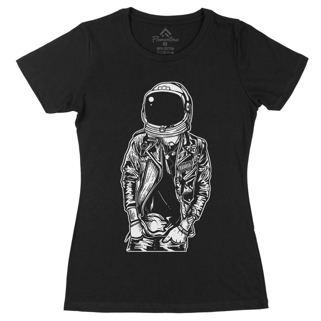 Astronaut Punkster Womens Organic Crew Neck T-Shirt Space A507