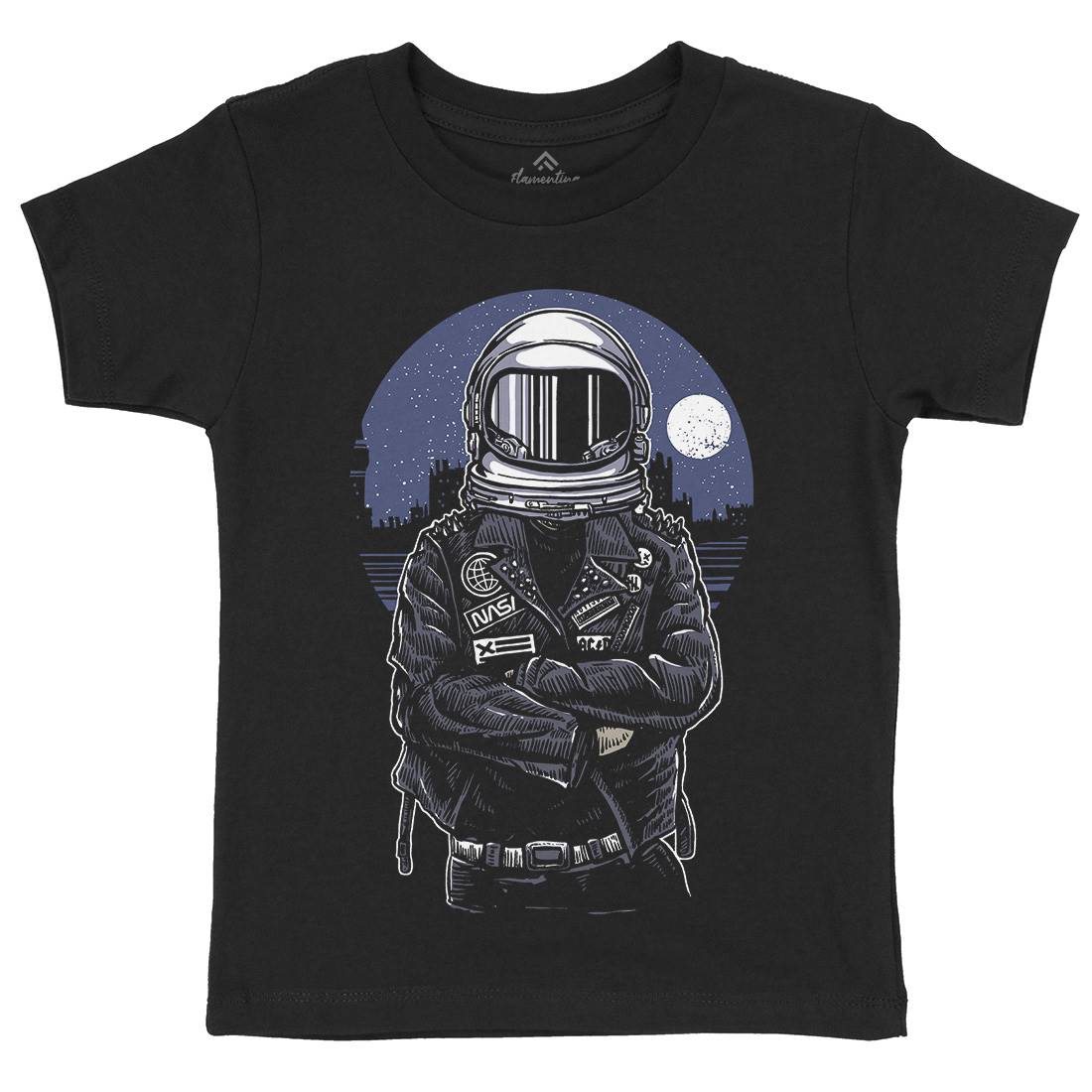 Astronaut Rebel Kids Crew Neck T-Shirt Space A508