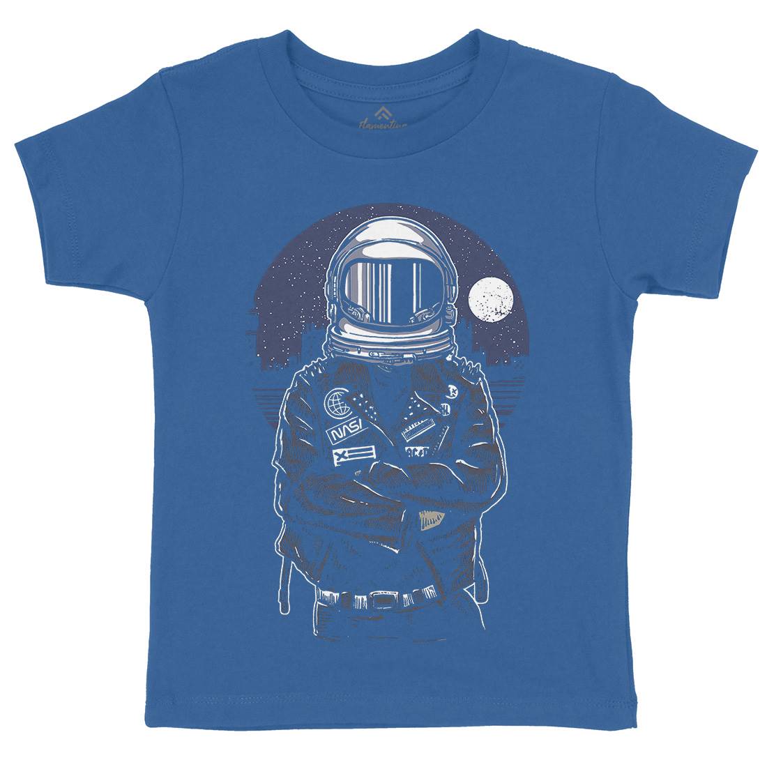 Astronaut Rebel Kids Organic Crew Neck T-Shirt Space A508
