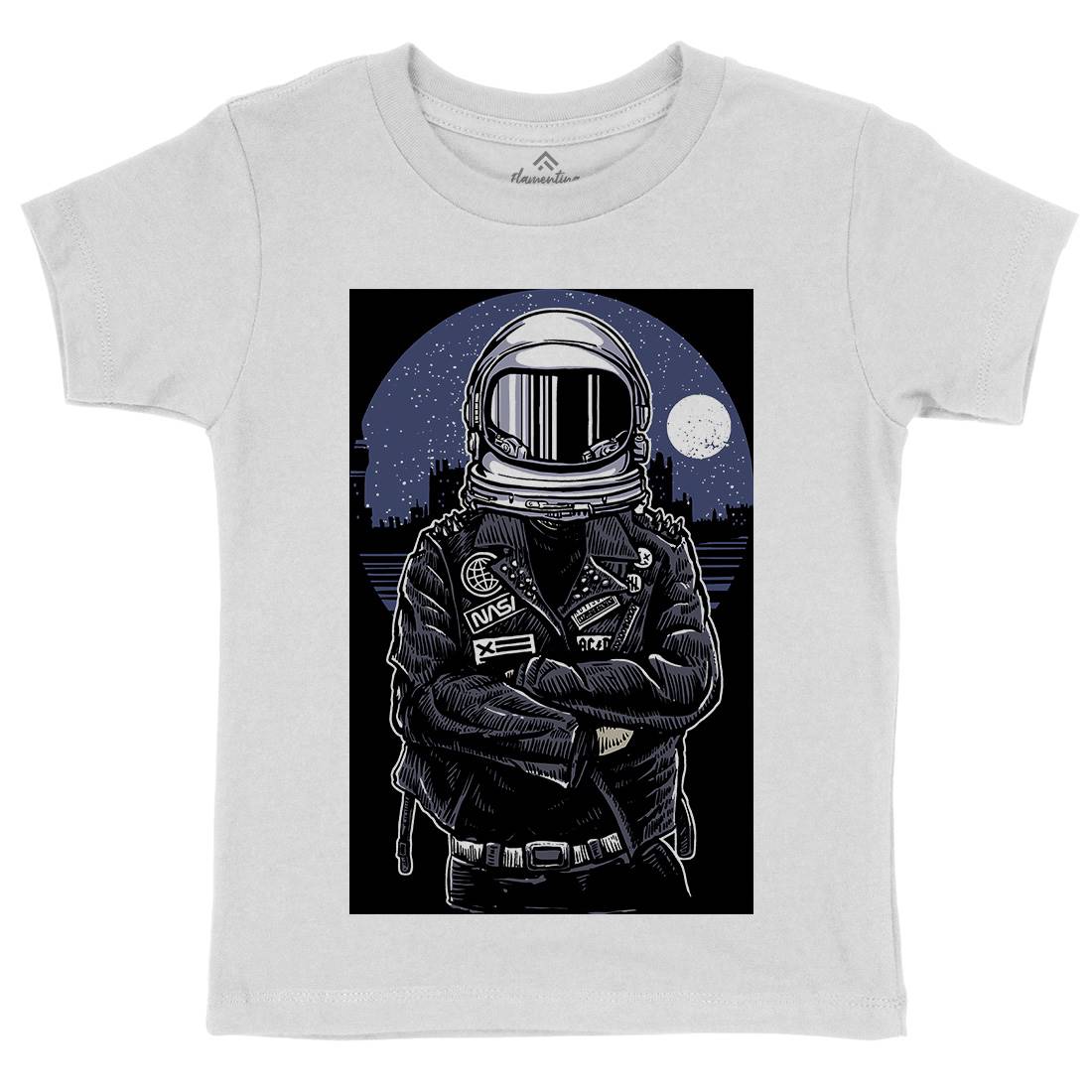 Astronaut Rebel Kids Organic Crew Neck T-Shirt Space A508