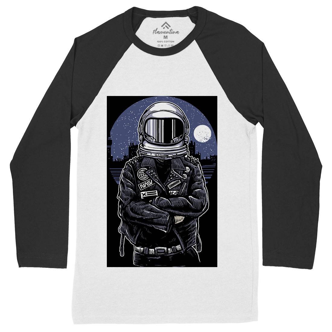 Astronaut Rebel Mens Long Sleeve Baseball T-Shirt Space A508