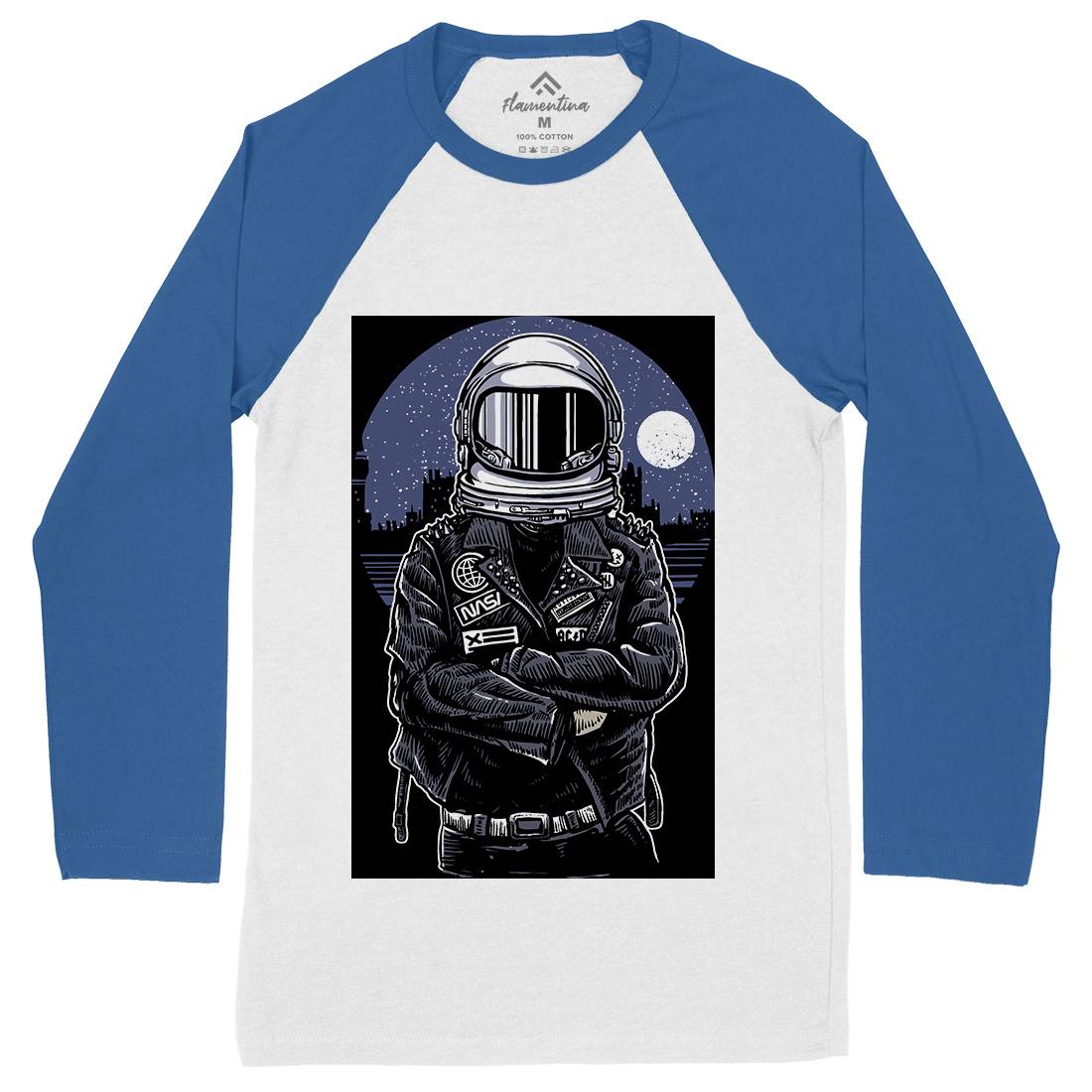 Astronaut Rebel Mens Long Sleeve Baseball T-Shirt Space A508