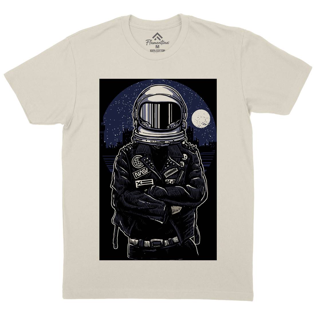 Astronaut Rebel Mens Organic Crew Neck T-Shirt Space A508
