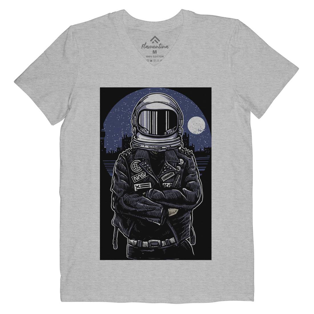 Astronaut Rebel Mens V-Neck T-Shirt Space A508