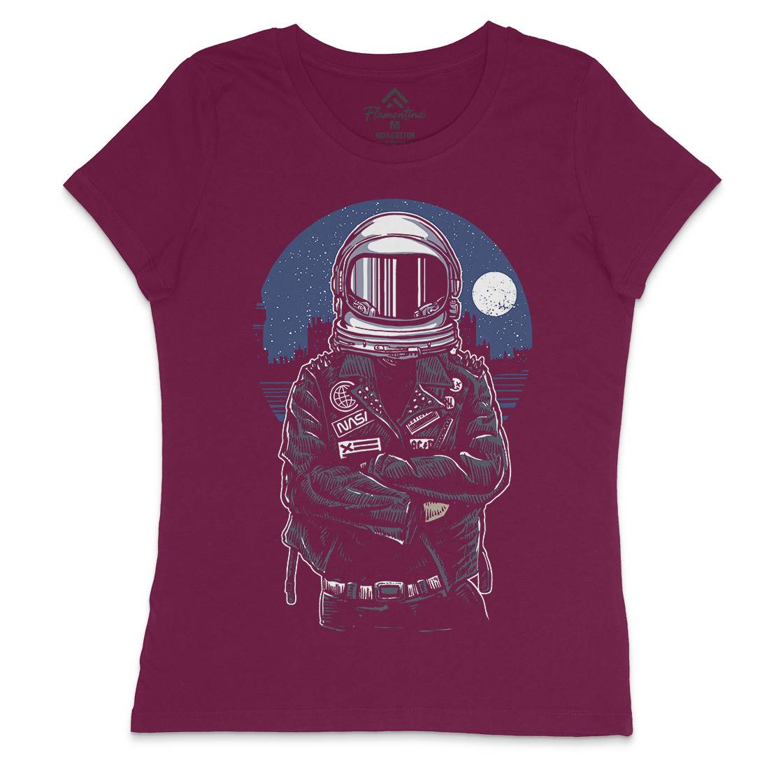 Astronaut Rebel Womens Crew Neck T-Shirt Space A508