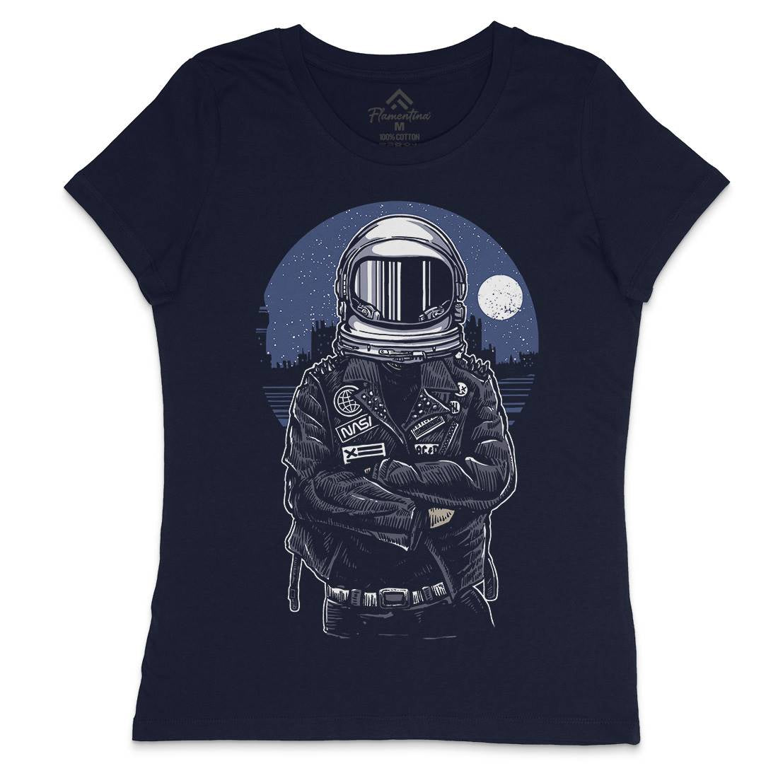 Astronaut Rebel Womens Crew Neck T-Shirt Space A508