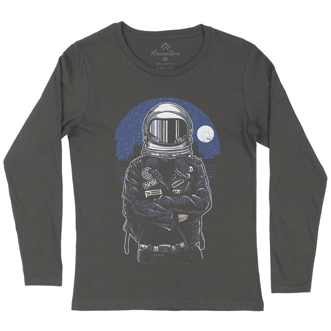 Astronaut Rebel Womens Long Sleeve T-Shirt Space A508